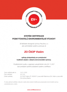 certifikát ekocentra