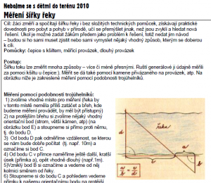 měření šířky řeky infolist